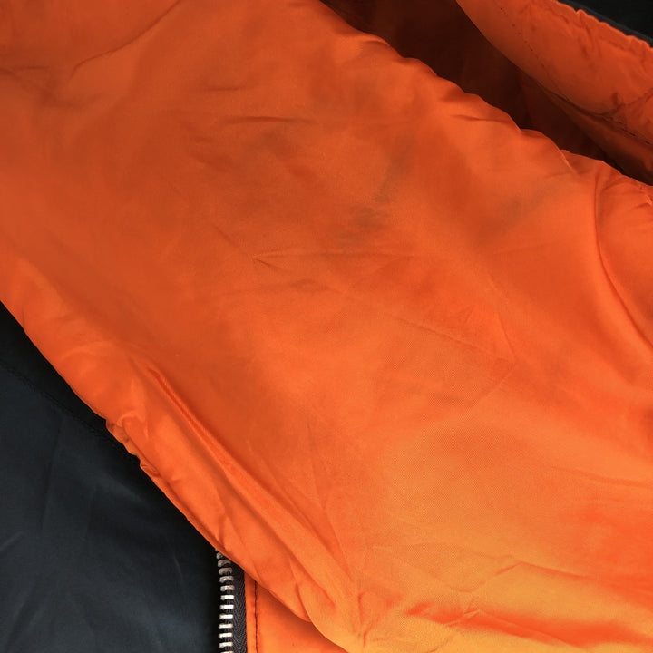 Civilian item 80s-90'S Alpha MA-1 type padded military flight jacket made in USA LARGE equivalent to men's L Nylon Green type dark green Vintage Second Hand