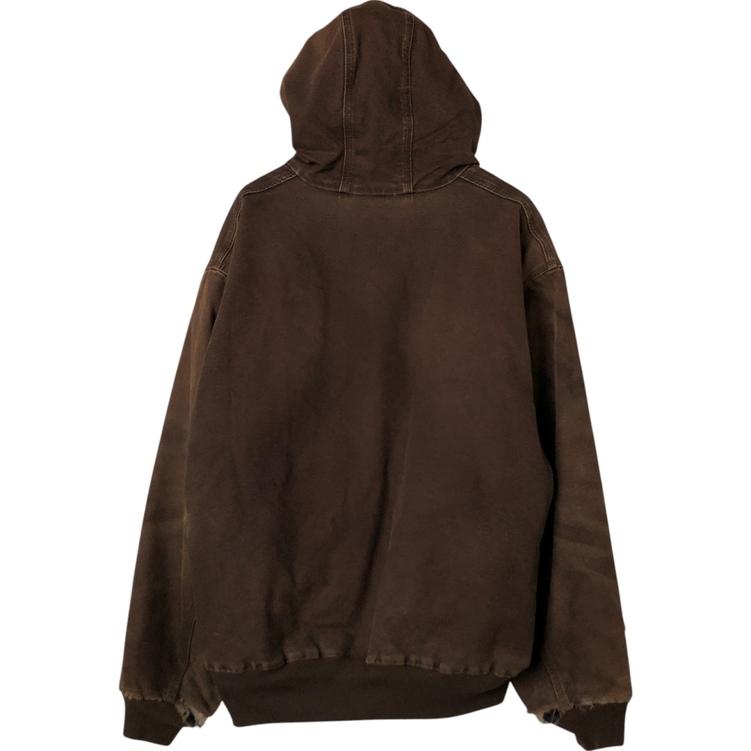 Carhartt Active Jacket Duck Full Zip Hoodie Men's XXL cotton brown type Vintage Second Hand