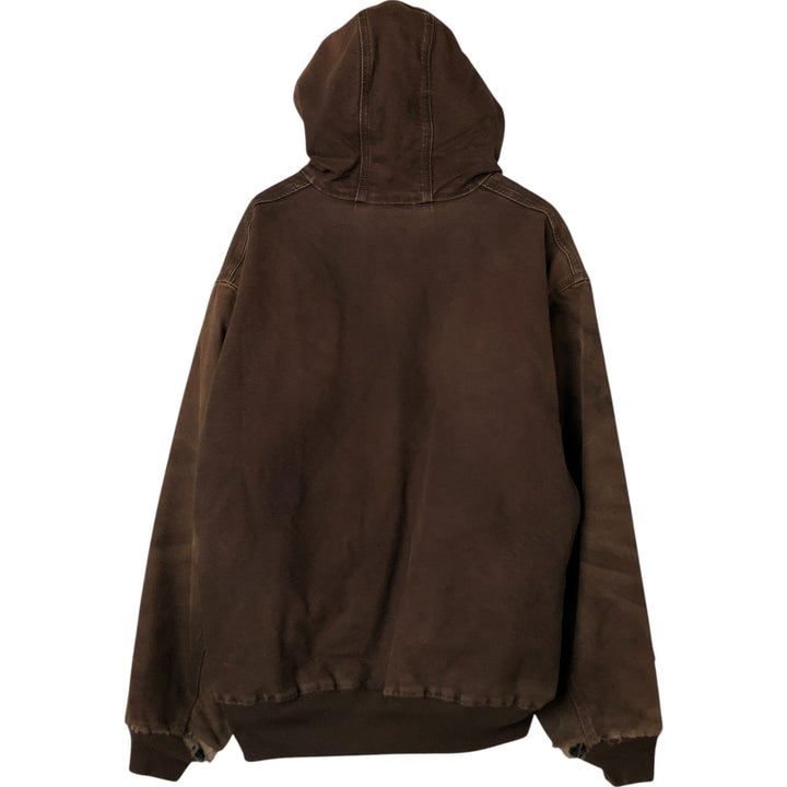 Carhartt Active Jacket Duck Full Zip Hoodie Men's XXL cotton brown type Vintage Second Hand