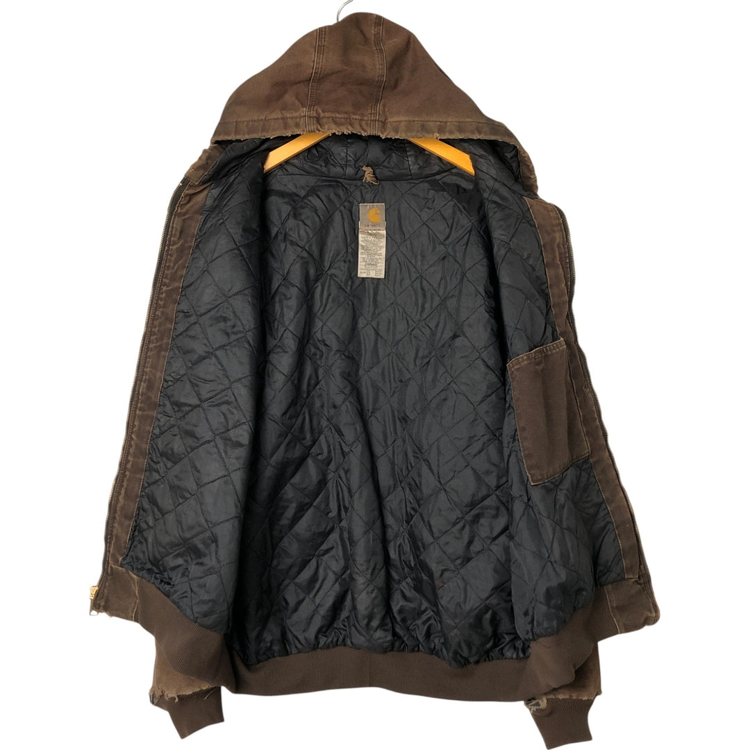 Carhartt Active Jacket Duck Full Zip Hoodie Men's XXL cotton brown type Vintage Second Hand