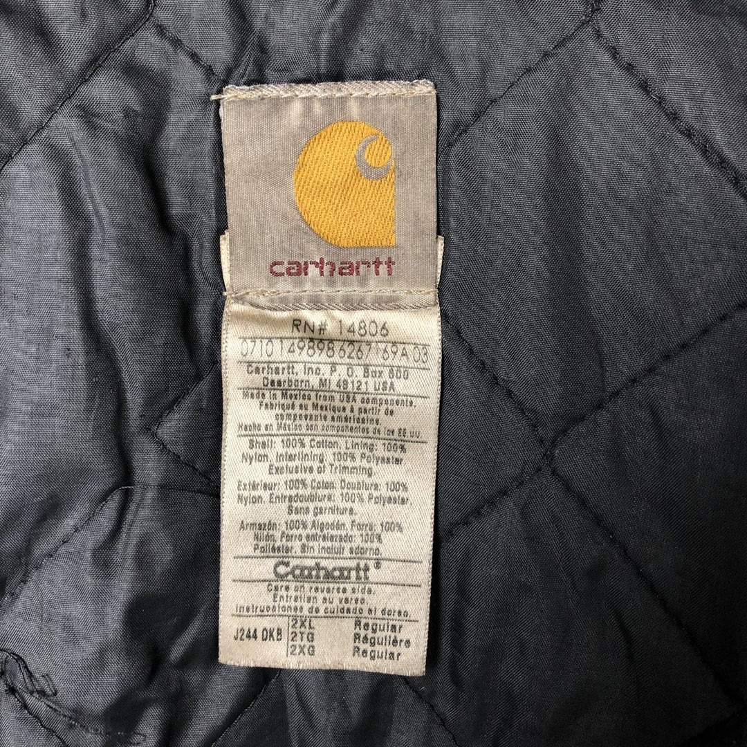 Carhartt Active Jacket Duck Full Zip Hoodie Men's XXL cotton brown type Vintage Second Hand
