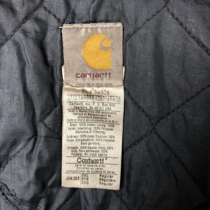 Carhartt Active Jacket Duck Full Zip Hoodie Men's XXL cotton brown type Vintage Second Hand