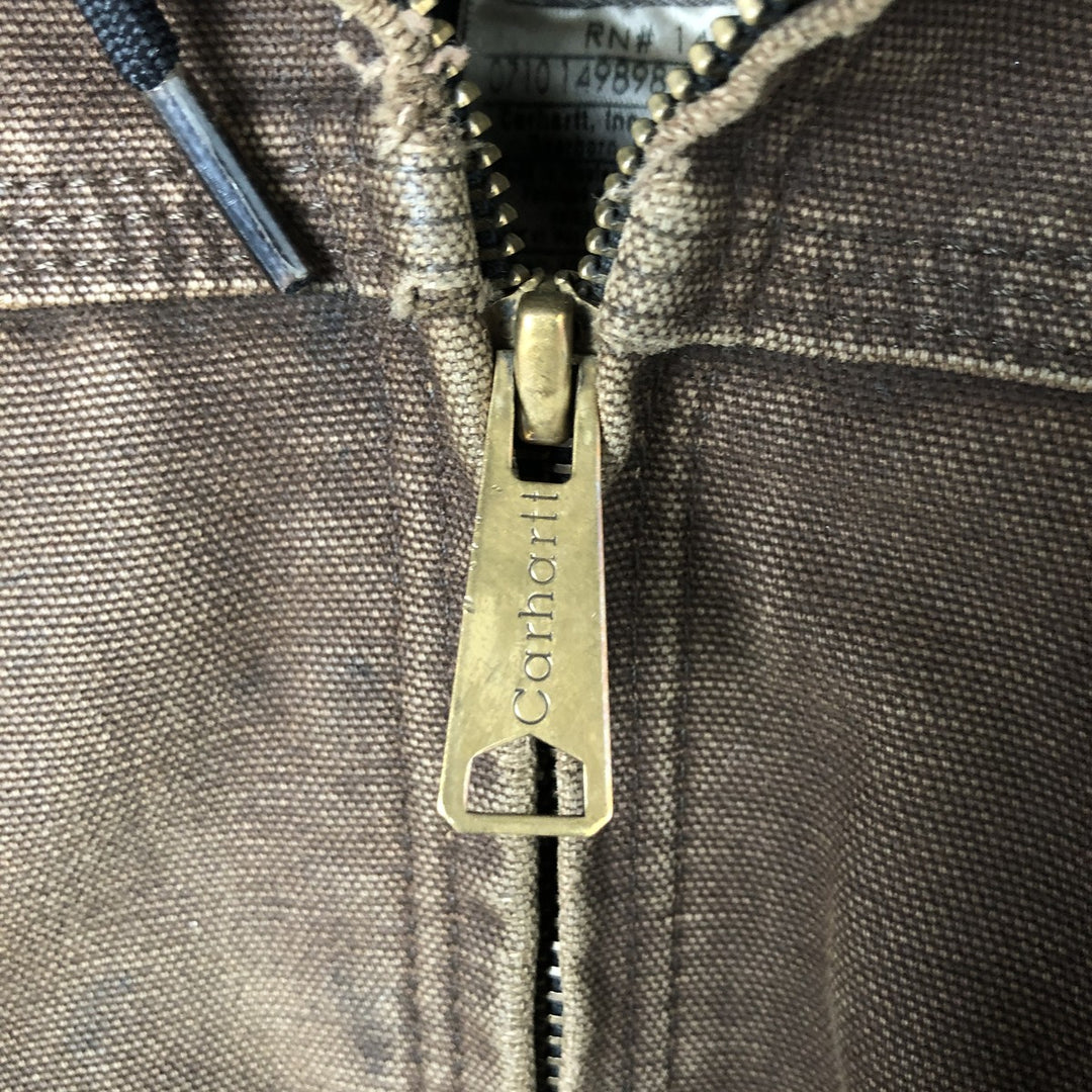 Carhartt Active Jacket Duck Full Zip Hoodie Men's XXL cotton brown type Vintage Second Hand