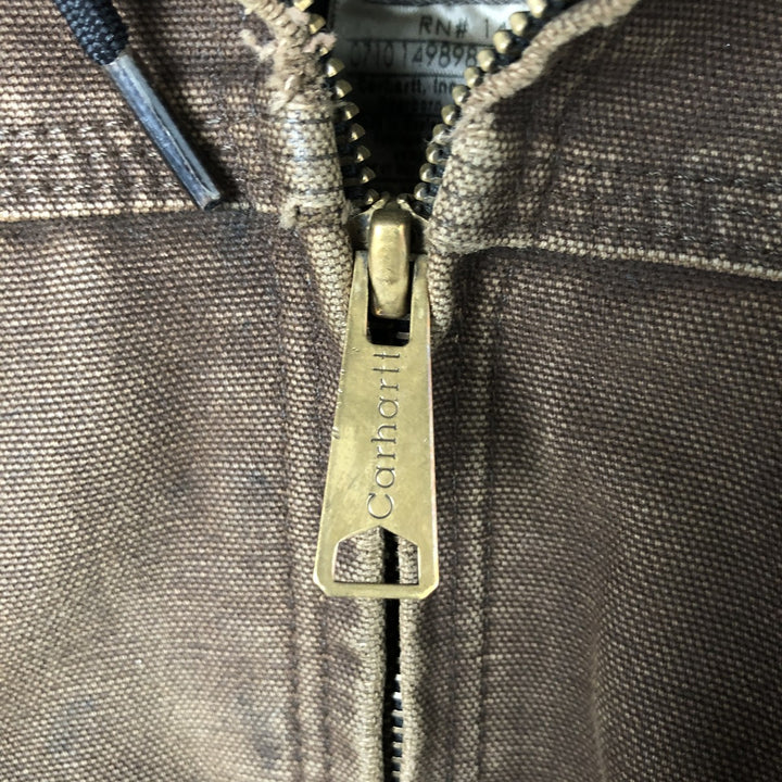 Carhartt Active Jacket Duck Full Zip Hoodie Men's XXL cotton brown type Vintage Second Hand