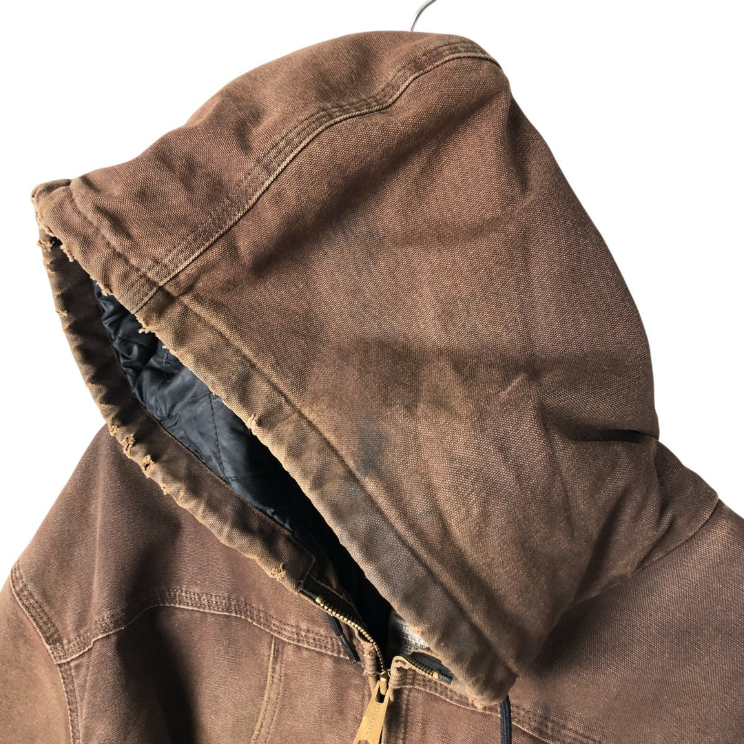 Carhartt Active Jacket Duck Full Zip Hoodie Men's XXL cotton brown type Vintage Second Hand