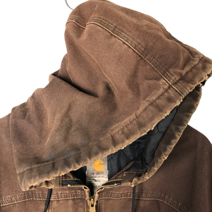 Carhartt Active Jacket Duck Full Zip Hoodie Men's XXL cotton brown type Vintage Second Hand