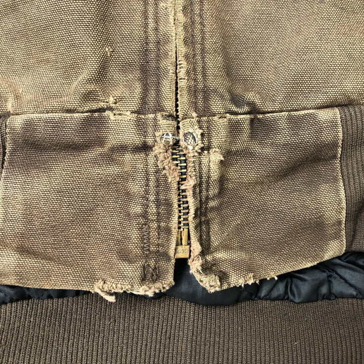 Carhartt Active Jacket Duck Full Zip Hoodie Men's XXL cotton brown type Vintage Second Hand