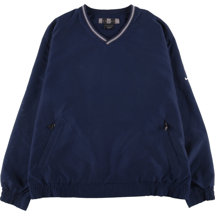 Nike Golf V-neck warm-up pullover, men's size L polyester navy blue type Vintage Second Hand