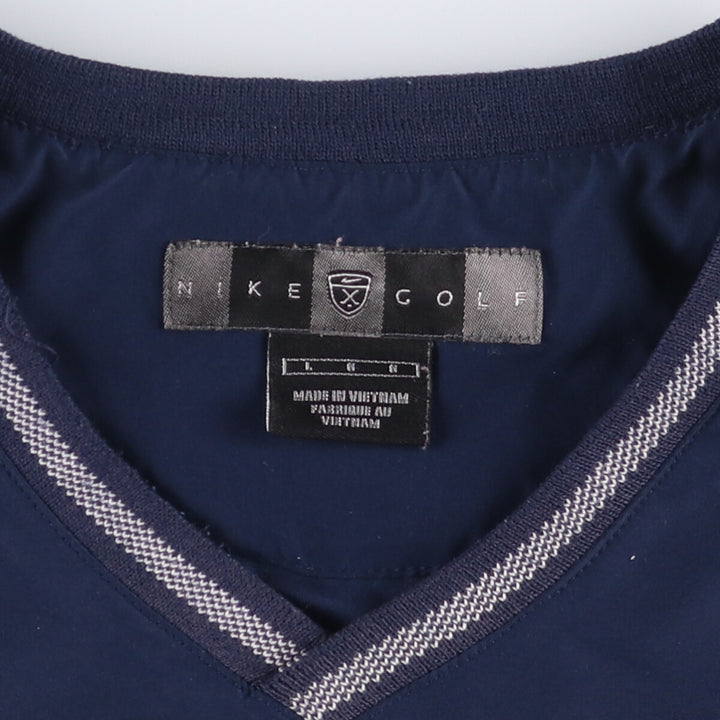 Nike Golf V-neck warm-up pullover, men's size L polyester navy blue type Vintage Second Hand