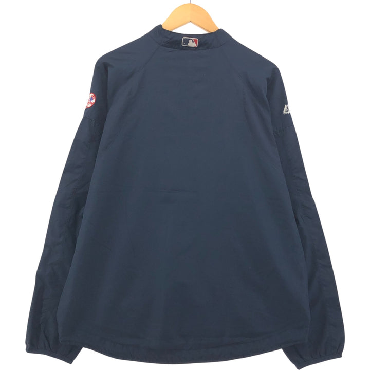 majestic MLB NEW YORK YANKEES New York Yankees COOL BASE half zip warm-up pullover men's M equivalent polyester navy blue type Vintage Second Hand