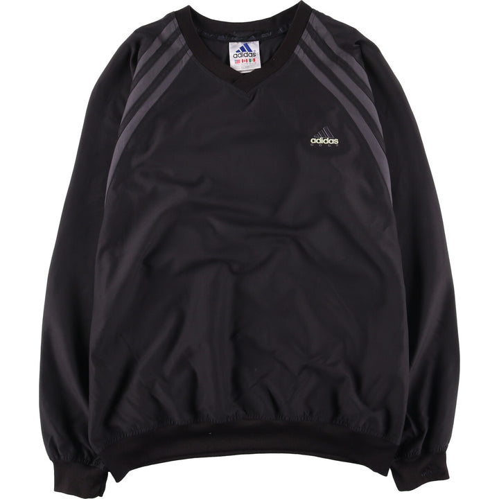 90'S Adidas Golf V-neck warm-up pullover, men's XL size, vintage polyester black type Vintage Second Hand