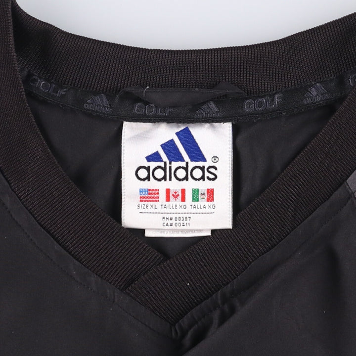 90'S Adidas Golf V-neck warm-up pullover, men's XL size, vintage polyester black type Vintage Second Hand