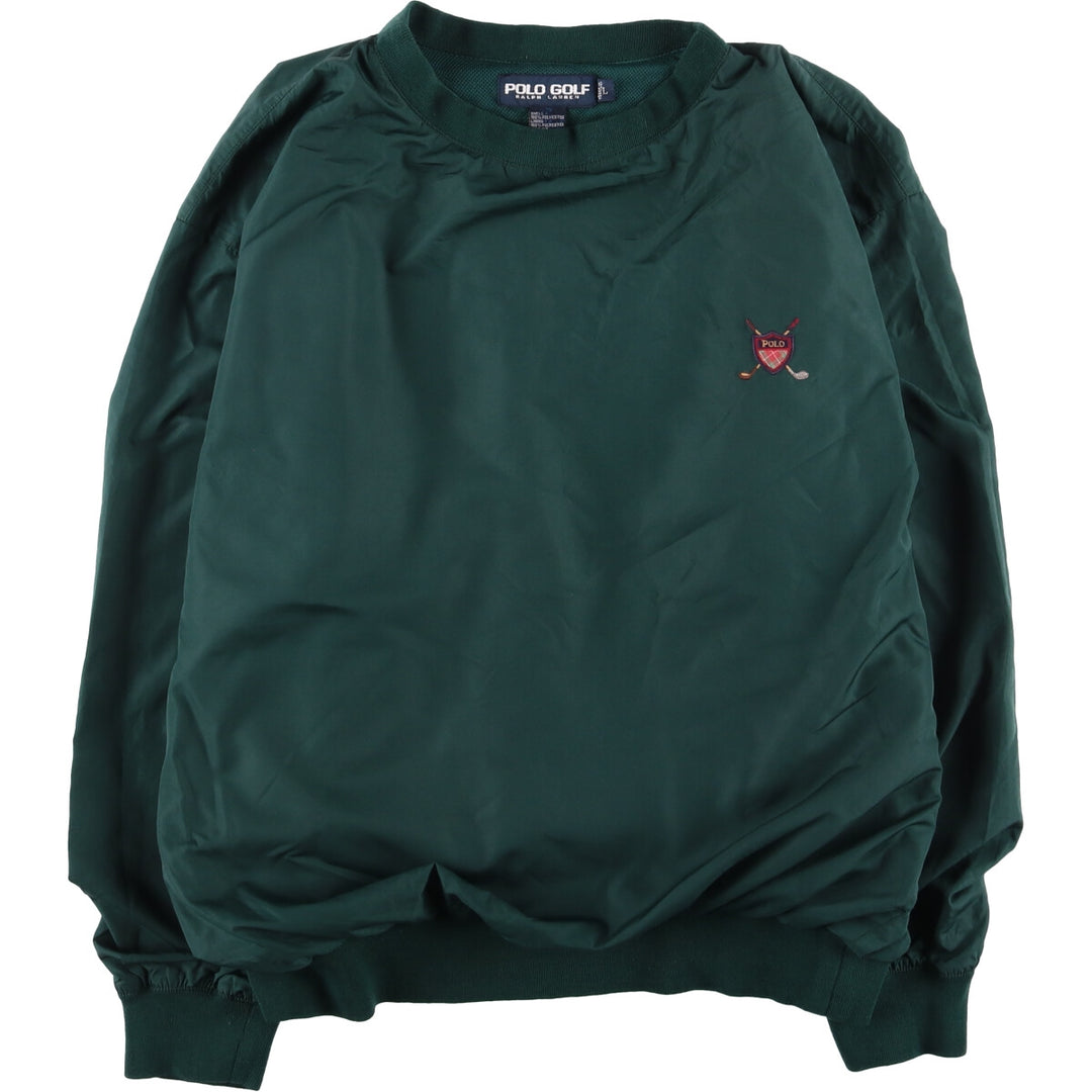 90s~00'S Ralph Lauren POLO GOLF Warm-up pullover for men (size L) polyester Green type dark green Vintage Second Hand