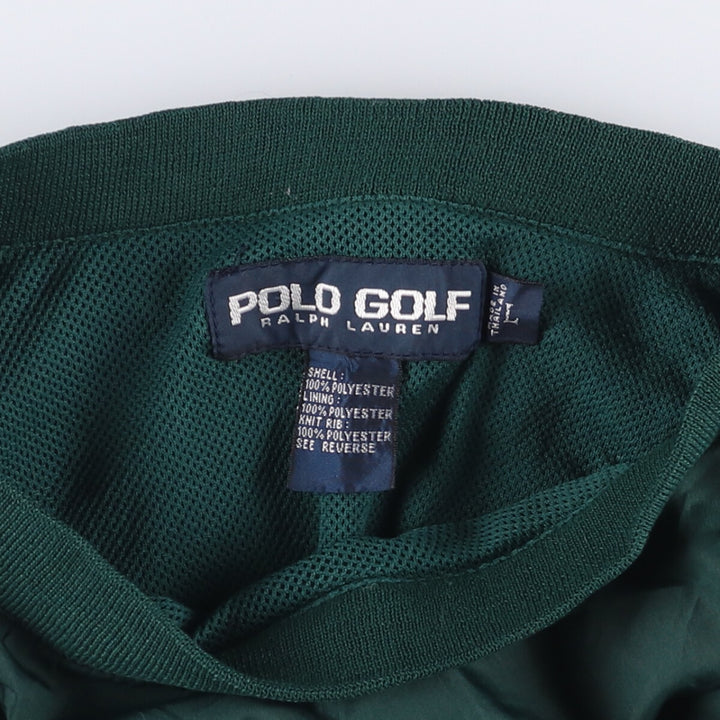 90s~00'S Ralph Lauren POLO GOLF Warm-up pullover for men (size L) polyester Green type dark green Vintage Second Hand