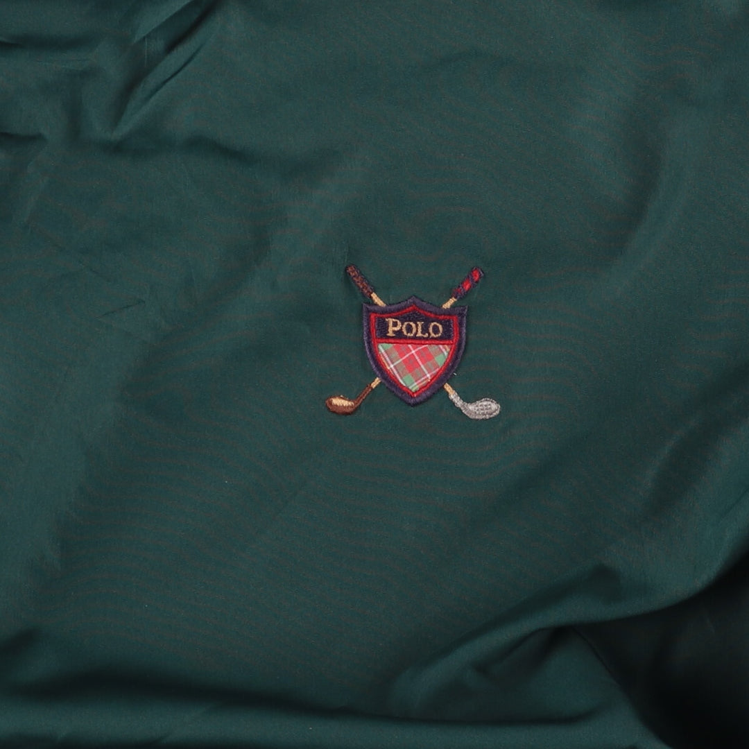 90s~00'S Ralph Lauren POLO GOLF Warm-up pullover for men (size L) polyester Green type dark green Vintage Second Hand
