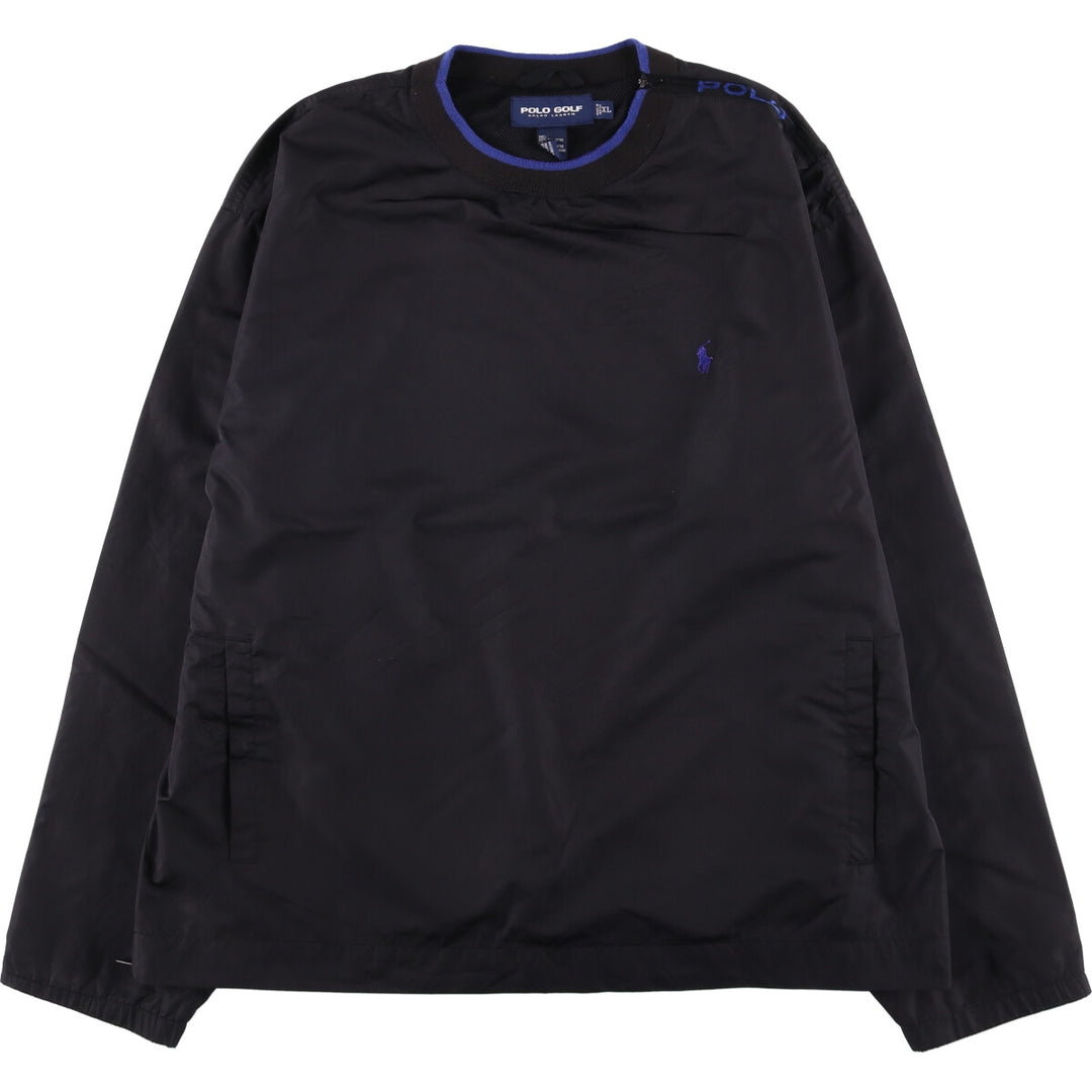 90s~00'S Ralph Lauren POLO GOLF Warm-up pullover for men, size XL polyester black type Vintage Second Hand