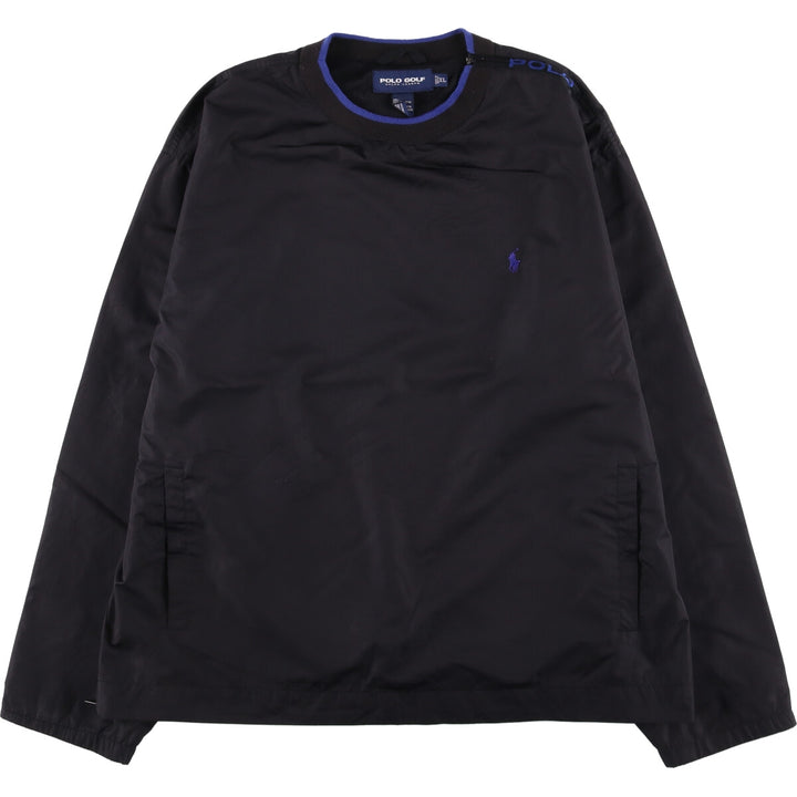 90s~00'S Ralph Lauren POLO GOLF Warm-up pullover for men, size XL polyester black type Vintage Second Hand