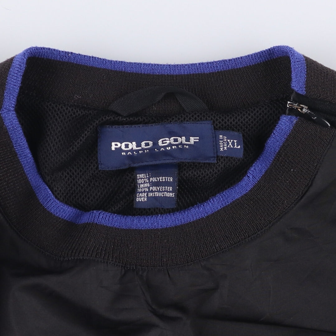 90s~00'S Ralph Lauren POLO GOLF Warm-up pullover for men, size XL polyester black type Vintage Second Hand
