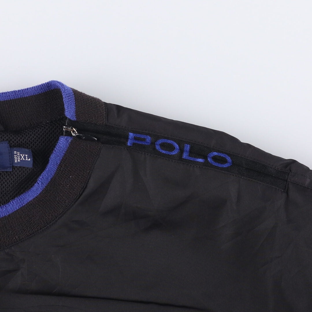 90s~00'S Ralph Lauren POLO GOLF Warm-up pullover for men, size XL polyester black type Vintage Second Hand