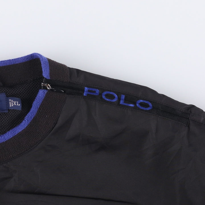 90s~00'S Ralph Lauren POLO GOLF Warm-up pullover for men, size XL polyester black type Vintage Second Hand