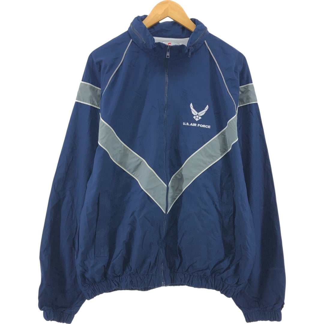 00'S US Military USAIR FORCE SKILCRAFT PTU Training Jacket Nylon Jacket Made in USA X-LARGE Nylon navy blue type Vintage Second Hand