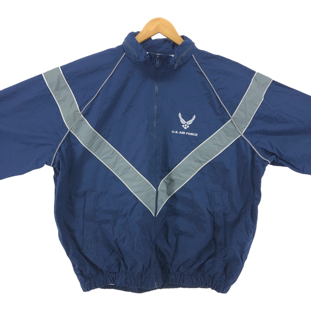 00'S US Military USAIR FORCE SKILCRAFT PTU Training Jacket Nylon Jacket Made in USA X-LARGE Nylon navy blue type Vintage Second Hand