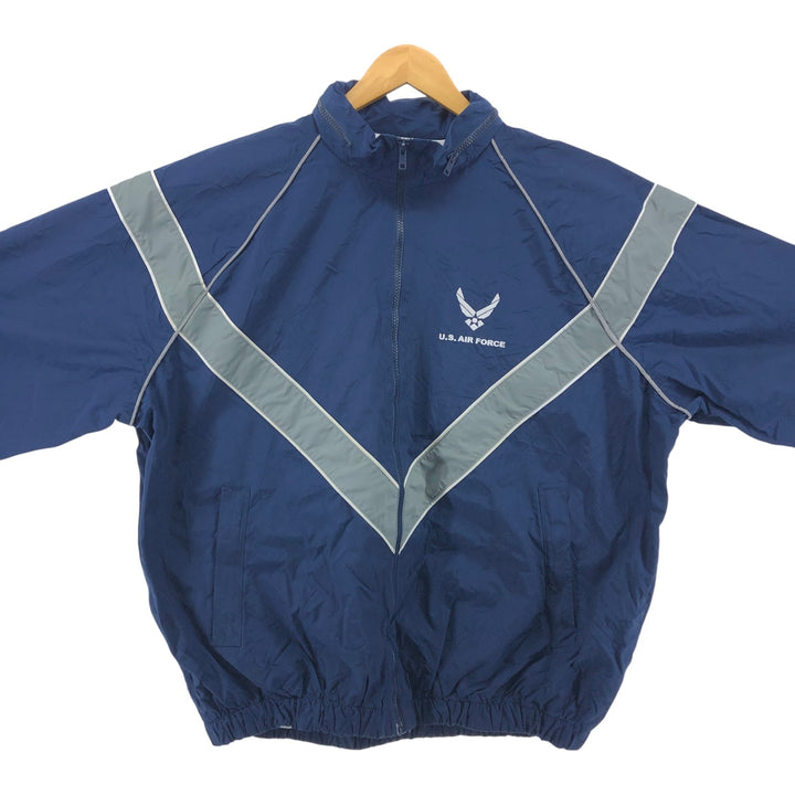 00'S US Military USAIR FORCE SKILCRAFT PTU Training Jacket Nylon Jacket Made in USA X-LARGE Nylon navy blue type Vintage Second Hand