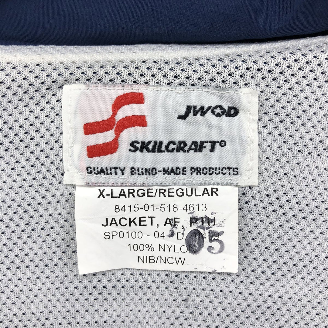 00'S US Military USAIR FORCE SKILCRAFT PTU Training Jacket Nylon Jacket Made in USA X-LARGE Nylon navy blue type Vintage Second Hand