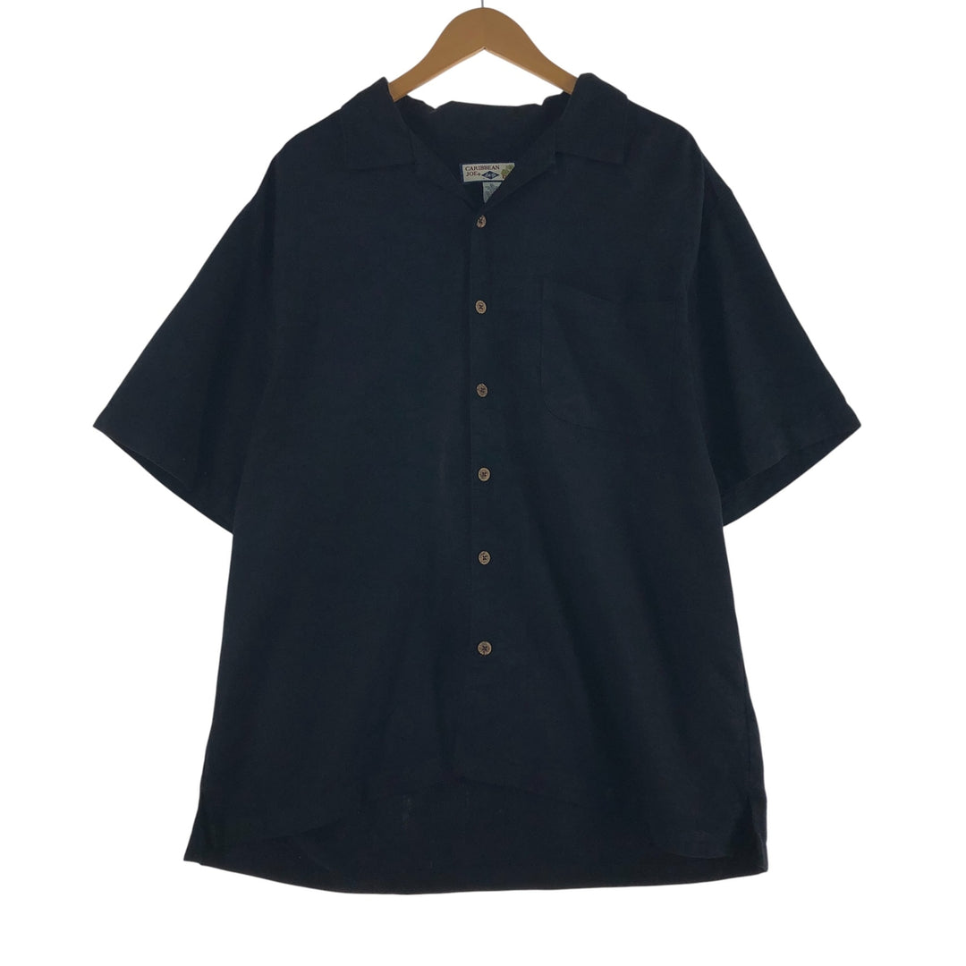 CARIBBEAN JOE Short Sleeve Open Collar Rayon Shirt Box Shirt Men's XL Rayon black type Vintage Second Hand