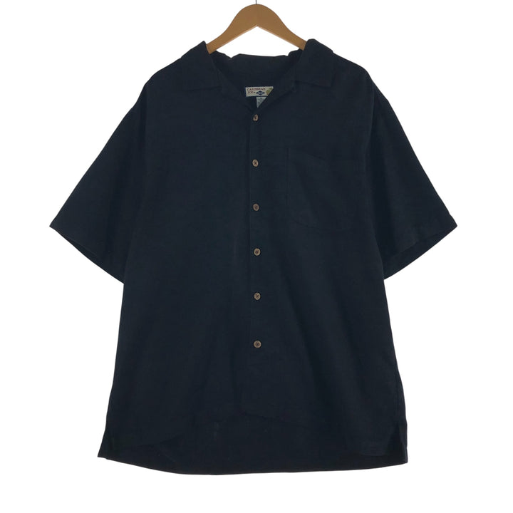 CARIBBEAN JOE Short Sleeve Open Collar Rayon Shirt Box Shirt Men's XL Rayon black type Vintage Second Hand