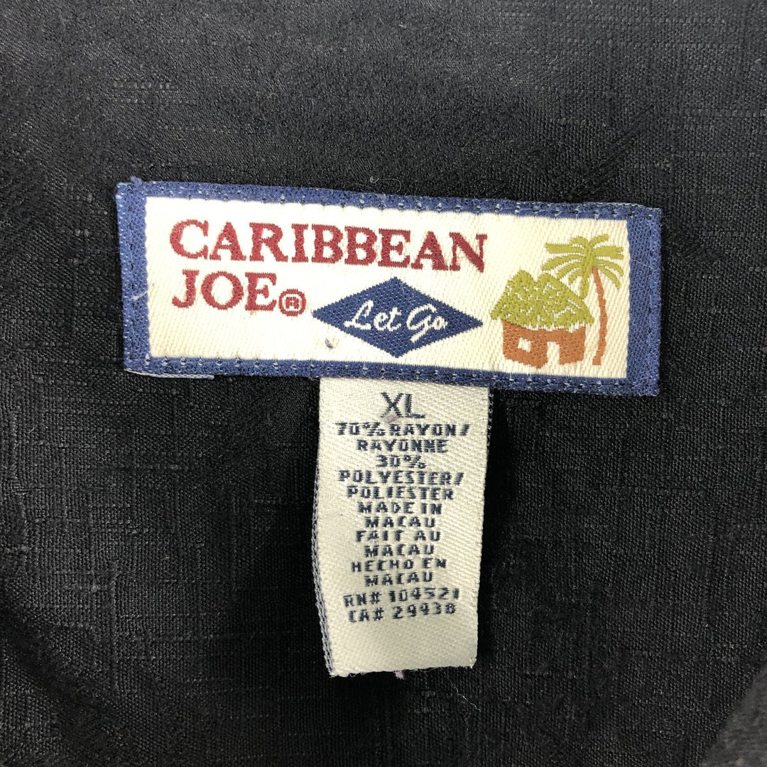 CARIBBEAN JOE Short Sleeve Open Collar Rayon Shirt Box Shirt Men's XL Rayon black type Vintage Second Hand