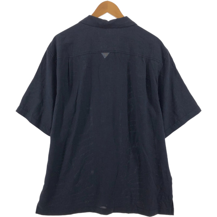 Tommy Bahama short sleeve open collar silk shirt, box shirt, men's size L silk black type Vintage Second Hand