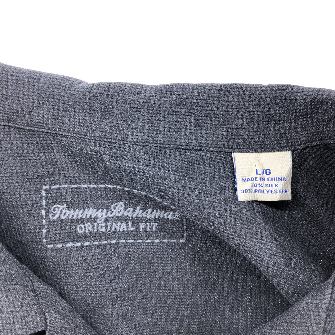 Tommy Bahama short sleeve open collar silk shirt, box shirt, men's size L silk black type Vintage Second Hand