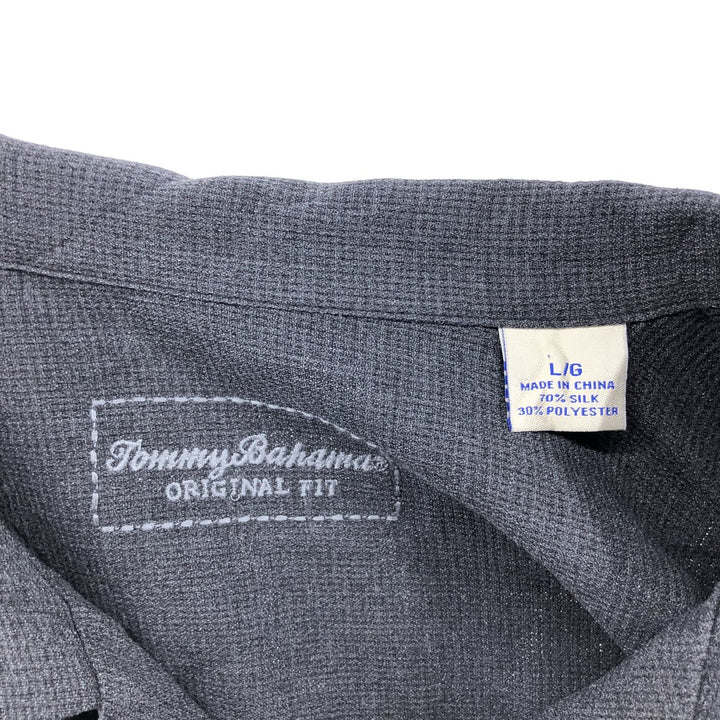 Tommy Bahama short sleeve open collar silk shirt, box shirt, men's size L silk black type Vintage Second Hand