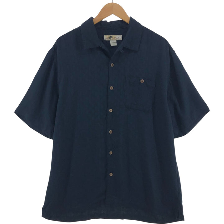 Used Joe Marlin short sleeve open collar rayon shirt box shirt men's size L Rayon black type Vintage Second Hand