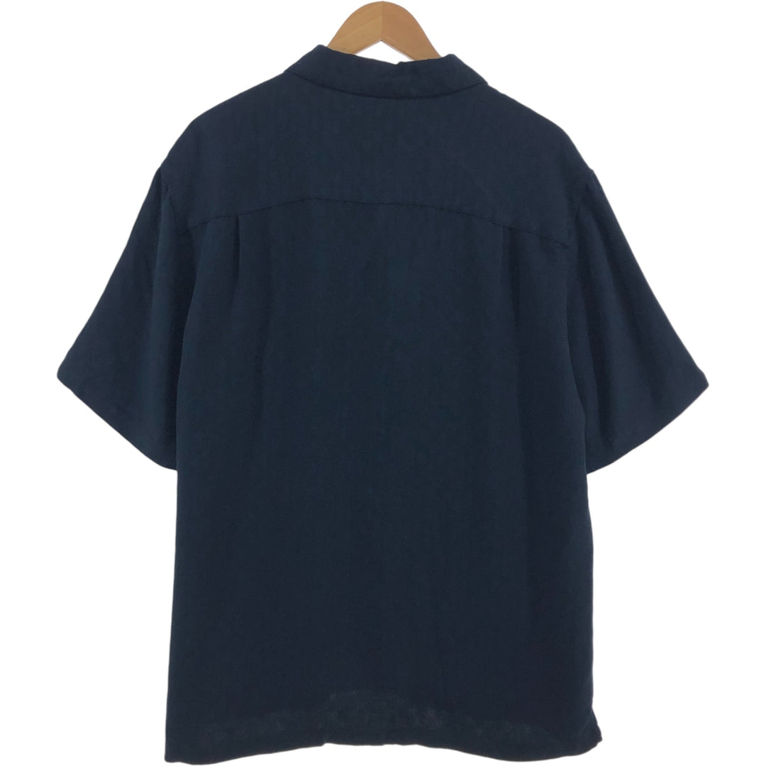 Used Joe Marlin short sleeve open collar rayon shirt box shirt men's size L Rayon black type Vintage Second Hand