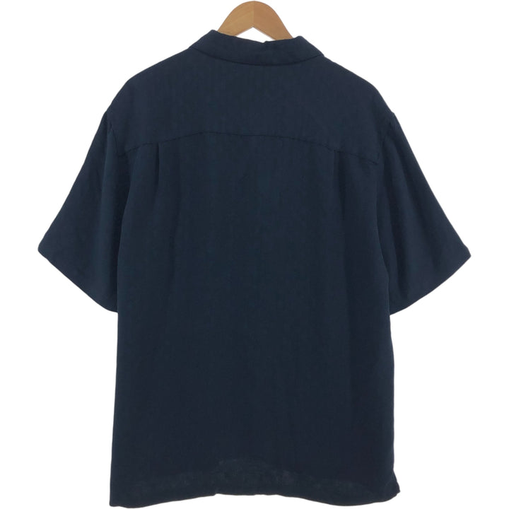 Used Joe Marlin short sleeve open collar rayon shirt box shirt men's size L Rayon black type Vintage Second Hand