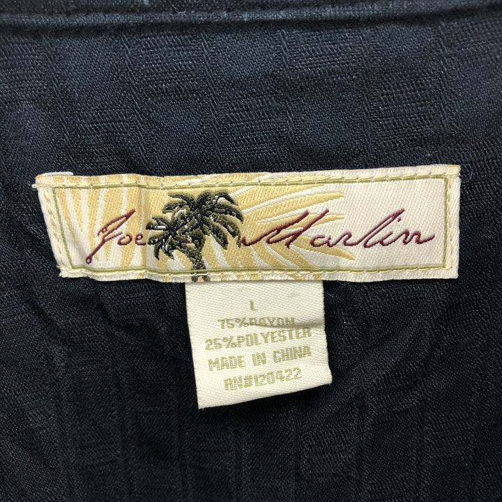 Used Joe Marlin short sleeve open collar rayon shirt box shirt men's size L Rayon black type Vintage Second Hand
