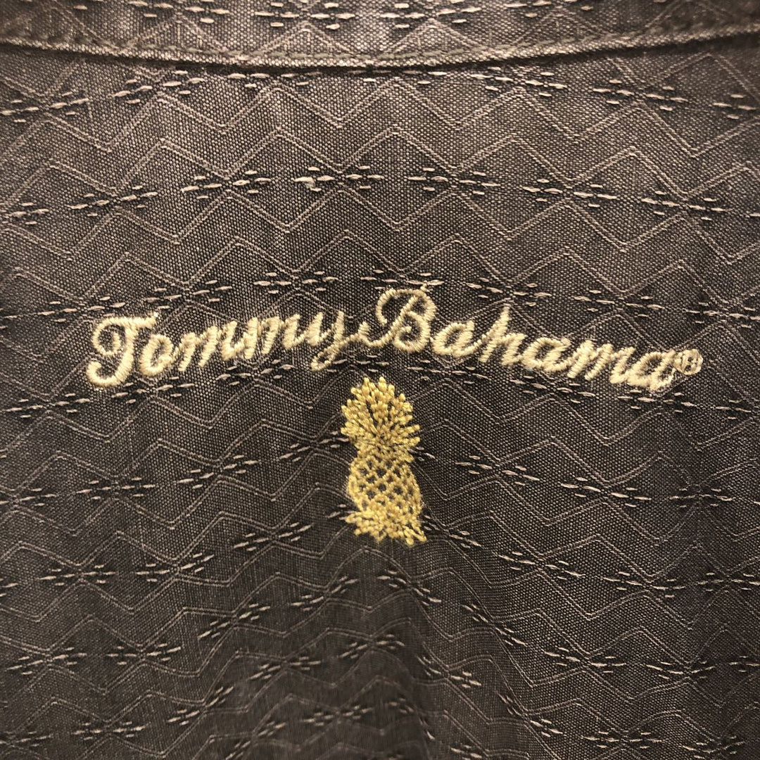 Tommy Bahama All-over Print Short Sleeve Open Collar Silk Shirt Box Shirt Men's L Size silk brown type Vintage Second Hand