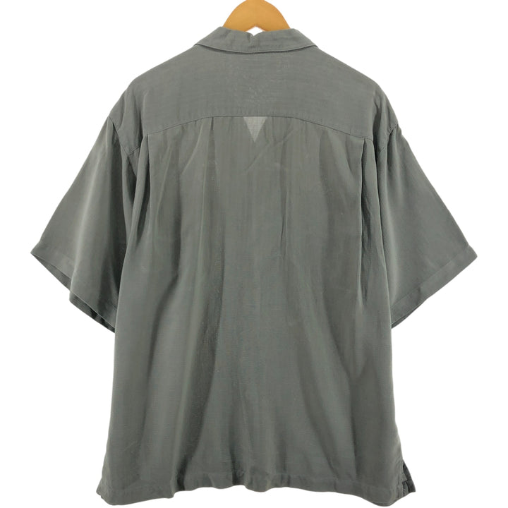 Tommy Bahama short sleeve open collar silk shirt, box shirt, men's size L silk Khaki type Vintage Second Hand
