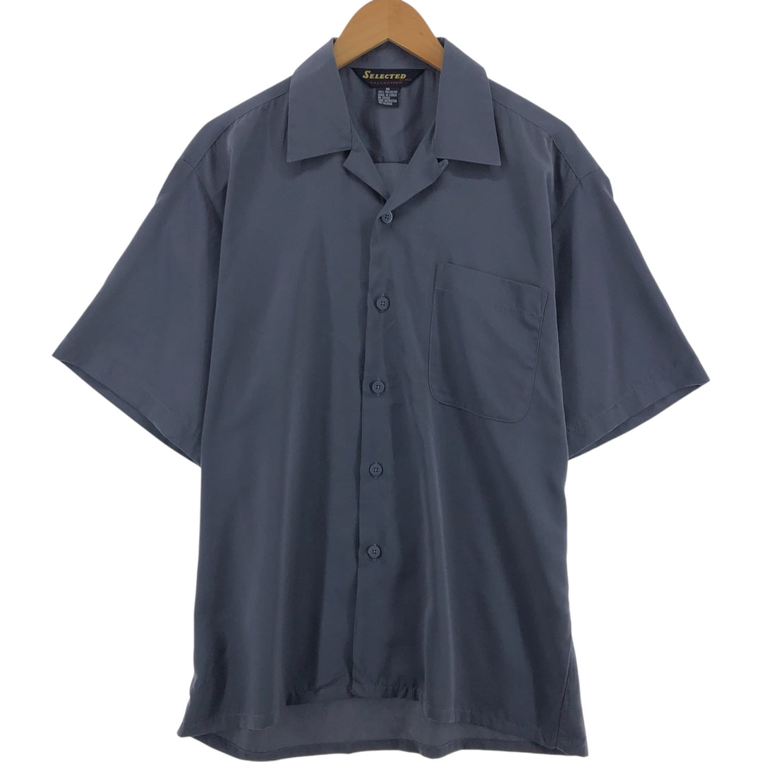 KEUN Selected Collection Short Sleeve Open Collar Polyester Shirt Box Shirt Men's Medium Size Vintage polyester gray type Vintage Second Hand