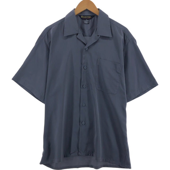 KEUN Selected Collection Short Sleeve Open Collar Polyester Shirt Box Shirt Men's Medium Size Vintage polyester gray type Vintage Second Hand