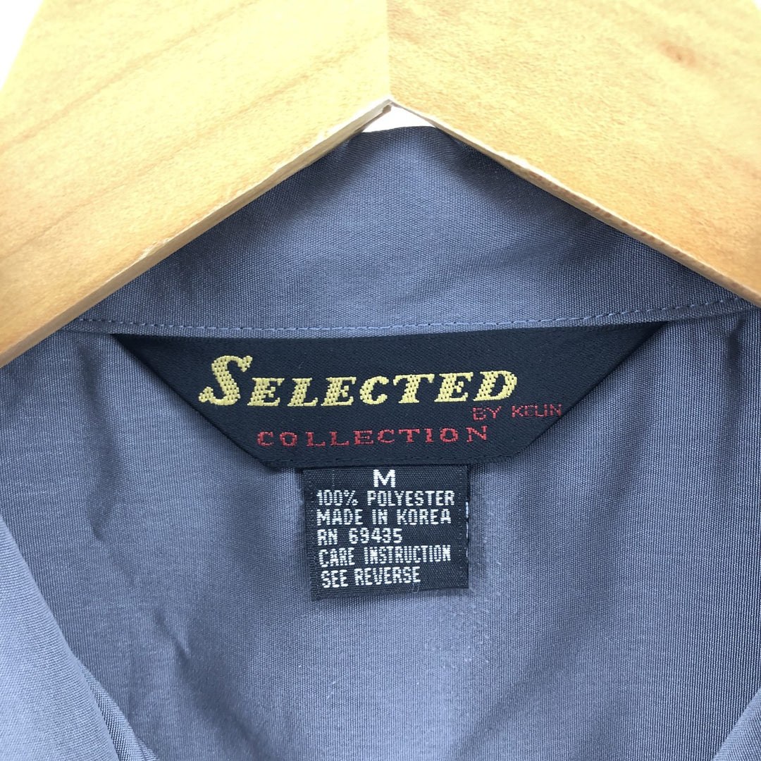 KEUN Selected Collection Short Sleeve Open Collar Polyester Shirt Box Shirt Men's Medium Size Vintage polyester gray type Vintage Second Hand