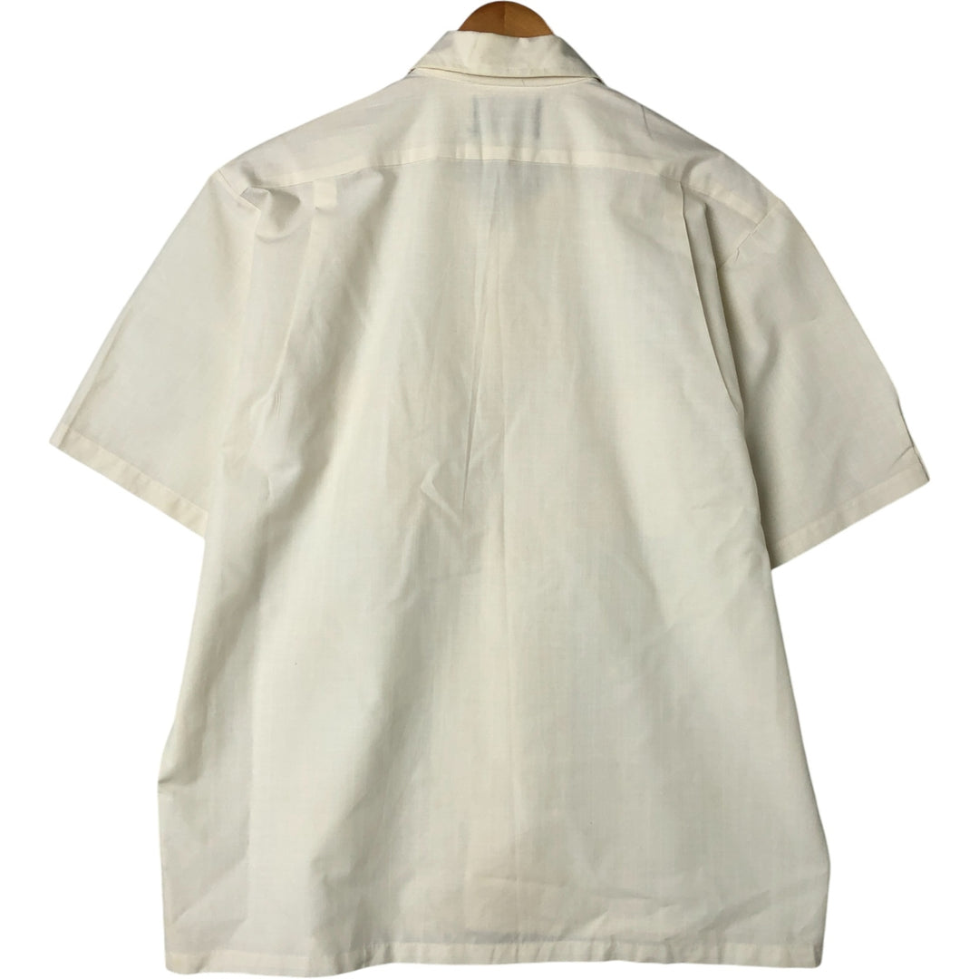 70'S Sears PERMA-PREST short sleeve open collar cotton x poly box shirt men's size L vintage cotton yellow type Vintage Second Hand