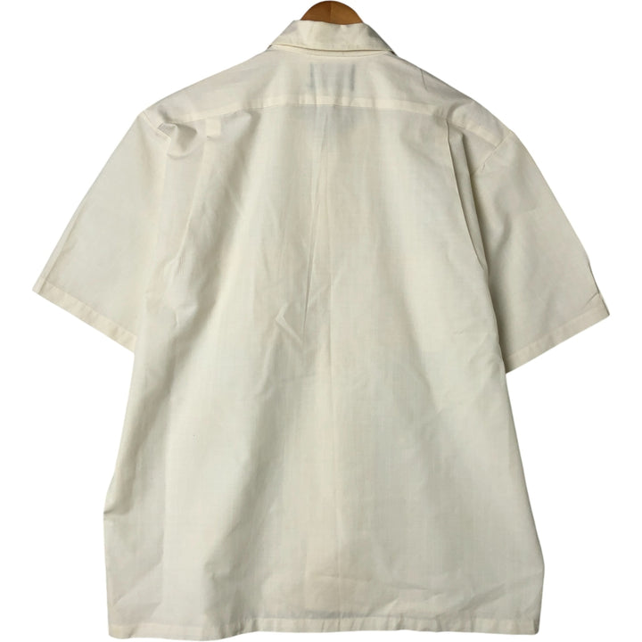 70'S Sears PERMA-PREST short sleeve open collar cotton x poly box shirt men's size L vintage cotton yellow type Vintage Second Hand