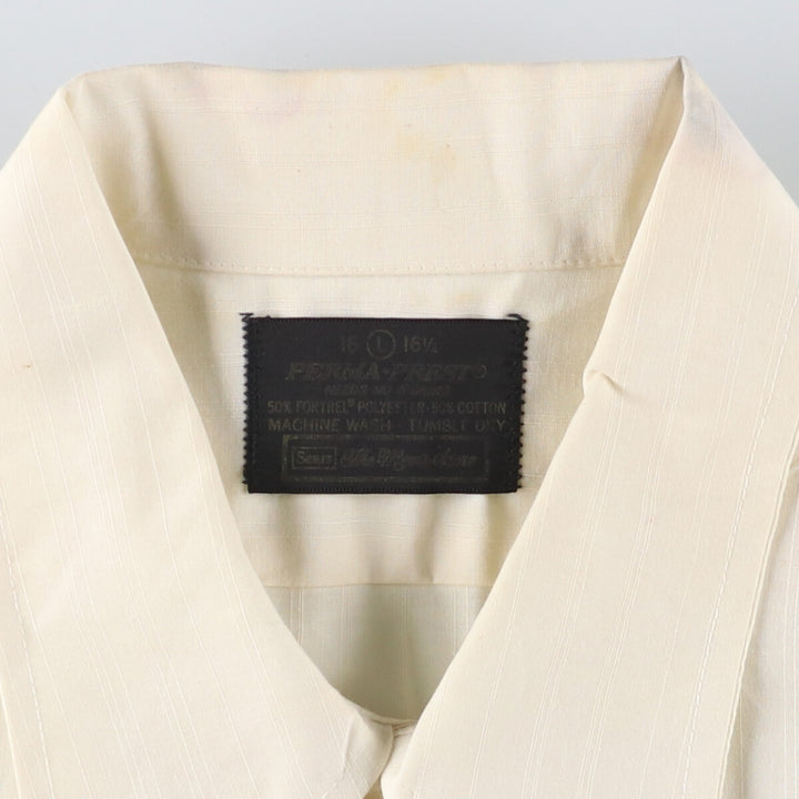 70'S Sears PERMA-PREST short sleeve open collar cotton x poly box shirt men's size L vintage cotton yellow type Vintage Second Hand