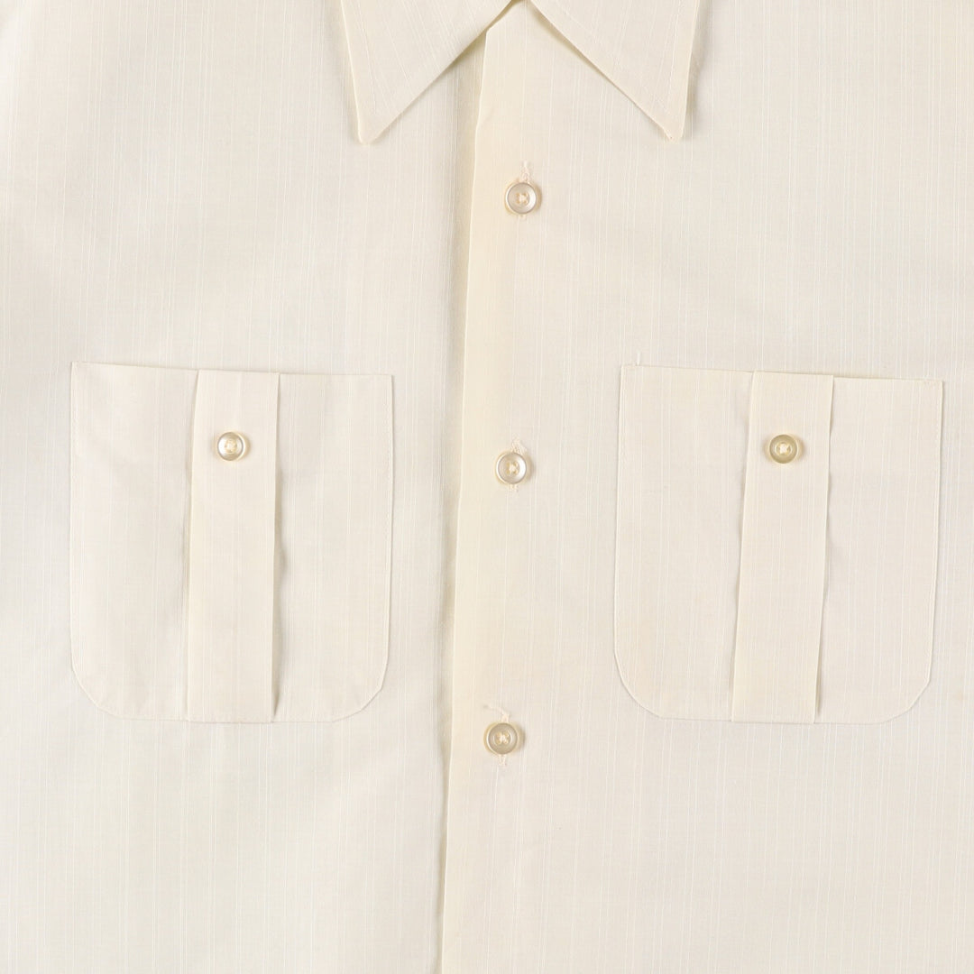 70'S Sears PERMA-PREST short sleeve open collar cotton x poly box shirt men's size L vintage cotton yellow type Vintage Second Hand