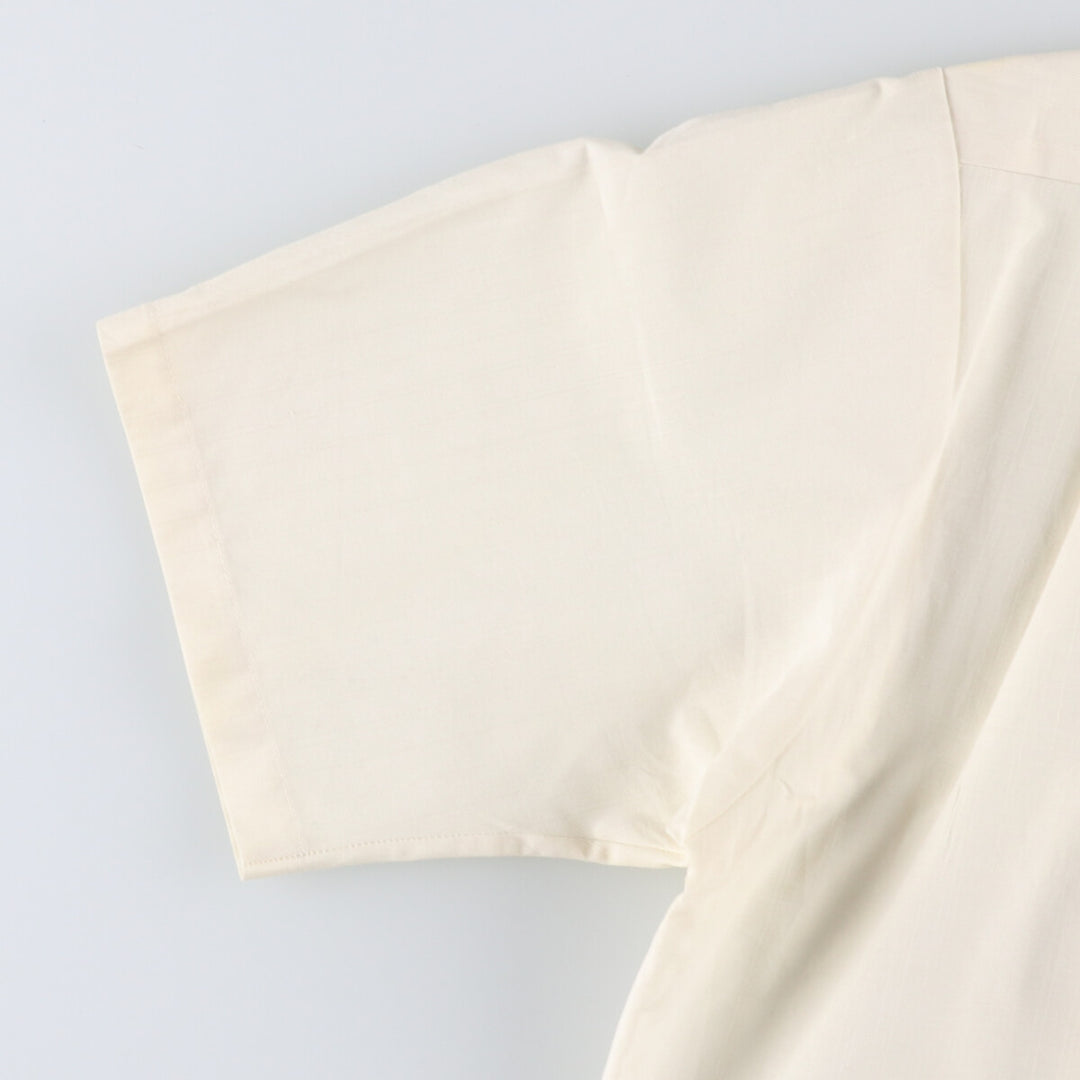 70'S Sears PERMA-PREST short sleeve open collar cotton x poly box shirt men's size L vintage cotton yellow type Vintage Second Hand