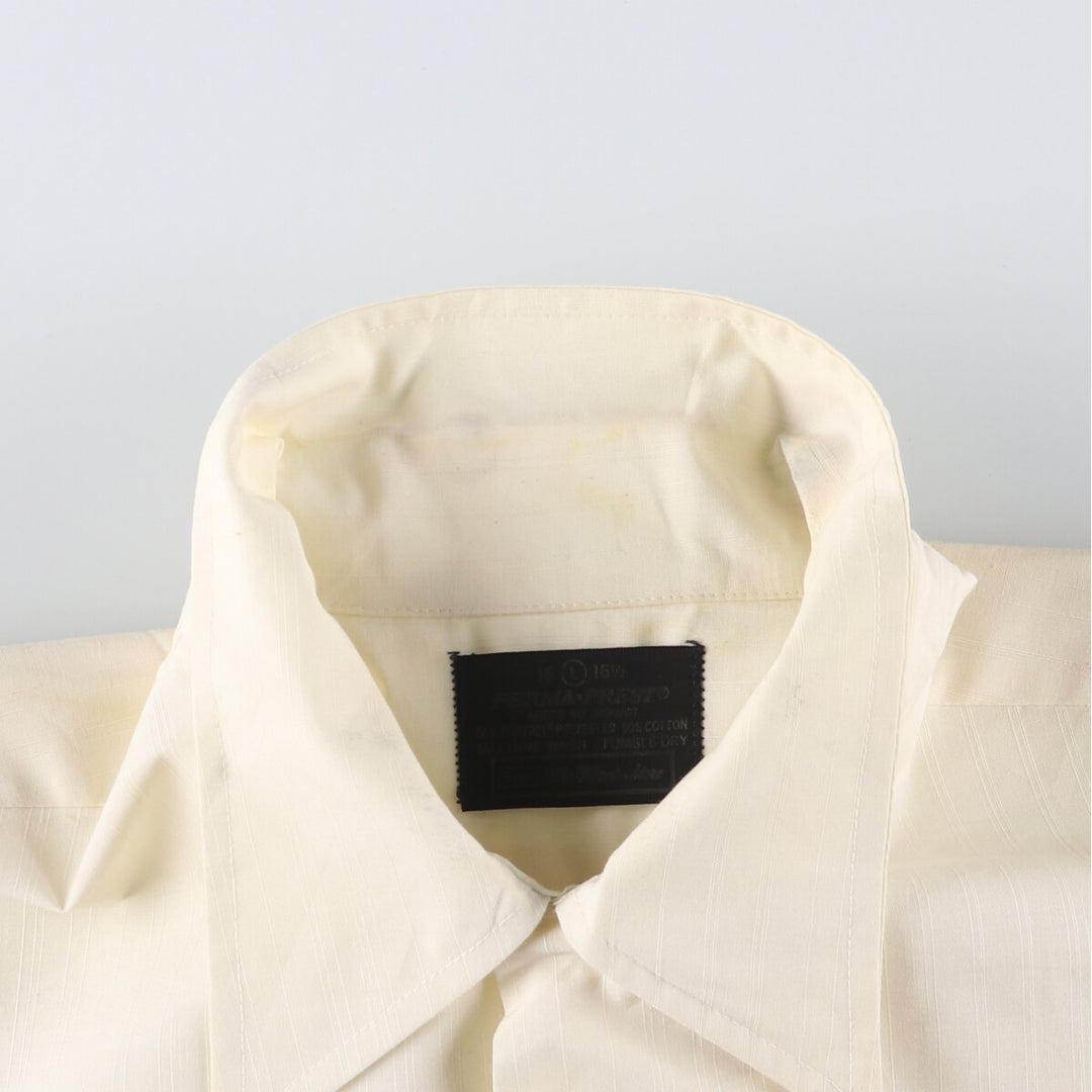 70'S Sears PERMA-PREST short sleeve open collar cotton x poly box shirt men's size L vintage cotton yellow type Vintage Second Hand