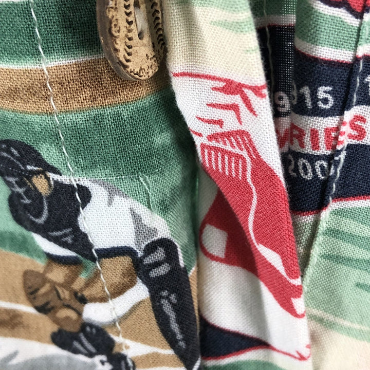 Reyn Spooner MLB BOSTON REDSOX Boston Red Sox All-Over Print Hawaiian Aloha Shirt Box Shirt Men's S Size Rayon green type Vintage Second Hand